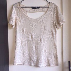 Zara Basic size S cutout back blouse embroidered
